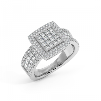 Princess Cut Diamond Ring with 0.80ct Princess Cut Diamonds and 0.44ct Round Diamonds