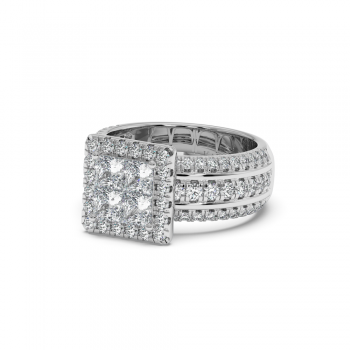 1.10 ct Princess Cut diamond ring with 1.11 ct round diamonds