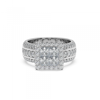 1.10 ct Princess Cut diamond ring with 1.11 ct round diamonds