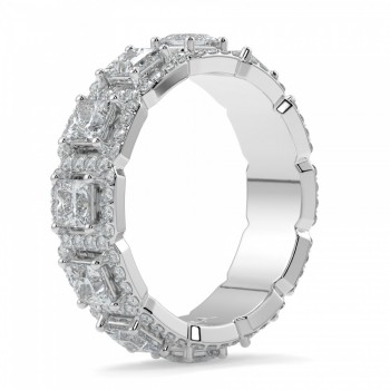 Ring with 1.45 ct princess cut diamonds and 0.78 ct round diamonds