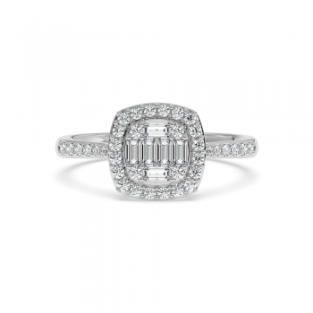 Ring with 0.28 ct Round Diamonds and 0.12 ct Baget Diamonds 