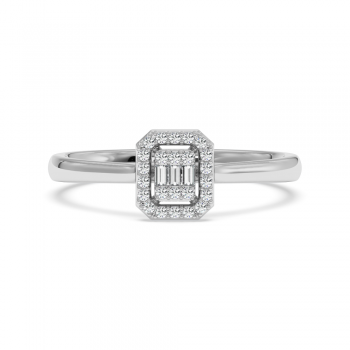 Ring with 0.18 ct Round Diamonds and 0.04 ct Baget Diamonds 