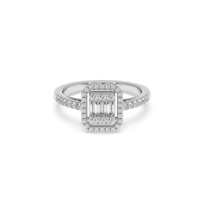Ring with 0.19 ct Round Diamonds and 0.04 ct Baget Diamonds