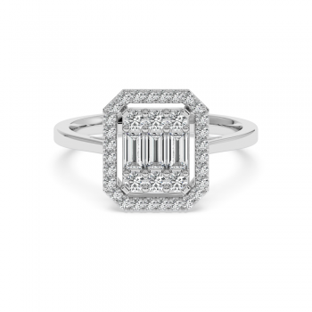 Ring with 0.21 ct Round Diamonds and 0.22 ct Baget Diamonds