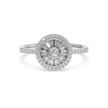 Ring with 0.23 ct Round Diamonds and 0.10 ct Baget Diamonds
