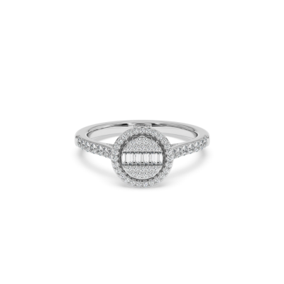 Ring with 0.25 ct Round Diamonds and 0.13 ct Baget Diamonds