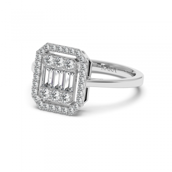 Ring with 0.27 ct Round Diamonds and 0.27 ct Baget Diamonds