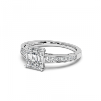Ring with 0.27 ct Round Diamonds and 0.57 ct Baget Diamonds