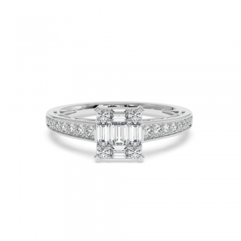 Ring with 0.27 ct Round Diamonds and 0.57 ct Baget Diamonds