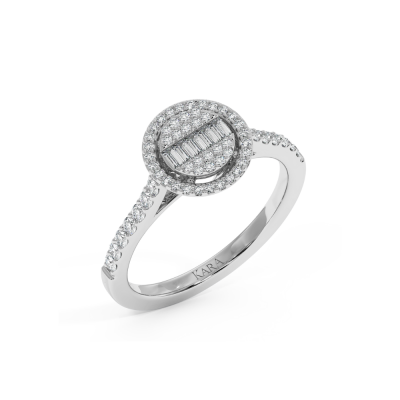 Ring with 0.29 ct Round Diamonds and 0.14 ct Baget Diamonds