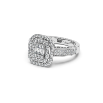 Ring with 0.58 ct Round Diamonds and 0.11 ct Baget Diamonds