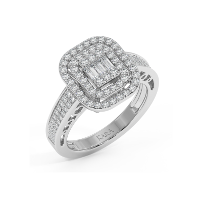 Ring with 0.58 ct Round Diamonds and 0.11 ct Baget Diamonds