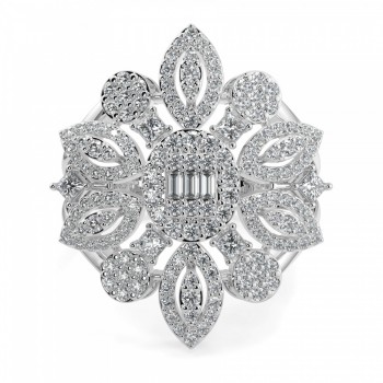 Ring with 0.69 ct Round diamonds, 0.04 ct Baget diamonds and 0.22 ct Princess diamonds