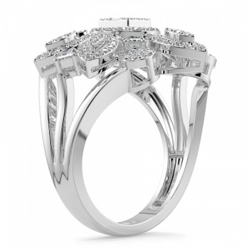 Ring with 0.69 ct Round diamonds, 0.04 ct Baget diamonds and 0.22 ct Princess diamonds