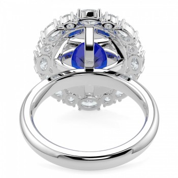 Ring with round diamonds of 0.69 ct, oval diamonds of 0.75 ct and Tanzanite of 3.37 ct