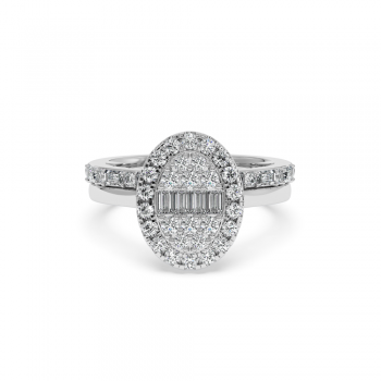 Ring with 0.72 ct Round Diamonds and 0.27 ct Baget Diamonds