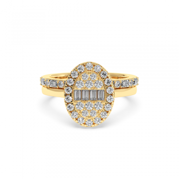 Ring with 0.72 ct Round Diamonds and 0.27 ct Baget Diamonds