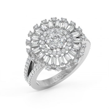 Ring with 0.66 ct Round Diamonds and 0.45 ct Baget Diamonds
