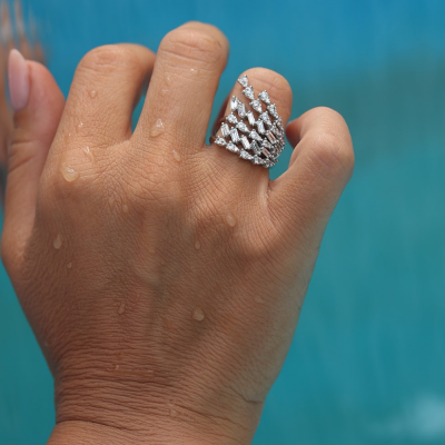 Ring with 0.90 ct Round Diamonds and 0.84 ct Baget Diamonds