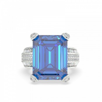 Ring with 2.15 ct Diamonds and 19.09 ct London blue Topaz