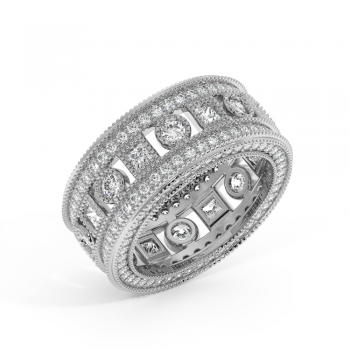 Eternity Ring / Wedding Ring with 2.01ct Round Diamonds and 0.64ct Princess Cut Diamonds