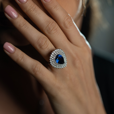 Ring with 2.04 ct Diamonds and 6.25 ct Quartz