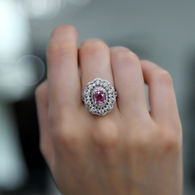 Ring with 1.52 ct Diamonds and 0.78 ct Sapphire