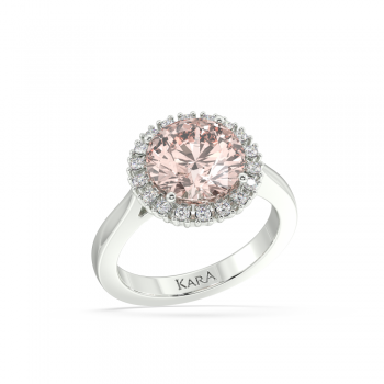Ring with 3.28ct Central Morganite and 0.18ct Side Diamonds