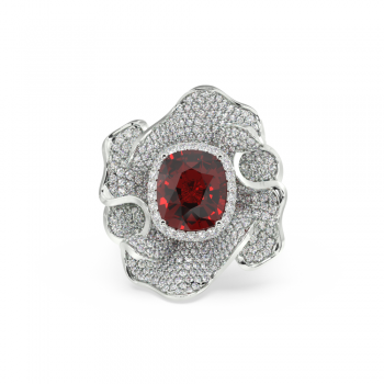 Ring with 6.20ct Central Ruby and 0.41ct Side Diamonds