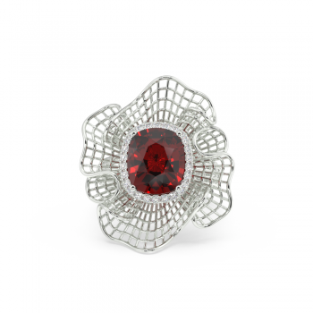 Ring with 6.20ct Central Ruby and 0.21ct Side Diamonds