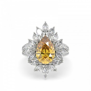 Ring with 2.41 ct yellow sapphire and 1.62 ct diamonds