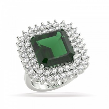Ring with 10.01ct Center Emerald and 1.34ct Round Diamonds on the sides