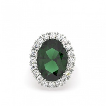 Ring with 12.31ct center Emerald and 1.75ct Diamonds
