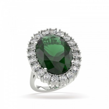 Ring with 12.31ct center Emerald and 1.75ct Diamonds