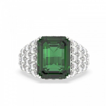 Ring with 6.60ct emerald and 2.48ct diamonds