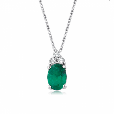 Pendant with 0.99 ct Emerald and 0.09 ct Diamonds