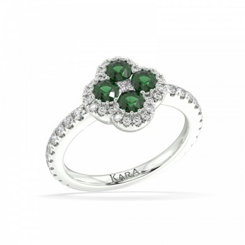 Ring with 0.54ct emeralds and 0.54ct diamonds