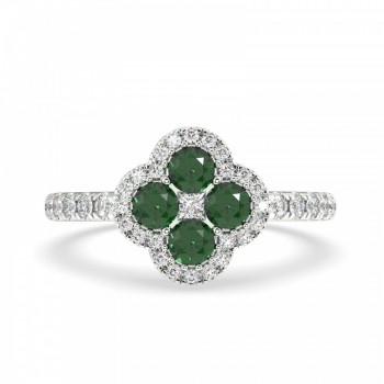 Ring with 0.54ct emeralds and 0.54ct diamonds