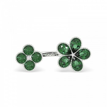 Ring with 1.89ct pear cut emeralds and 0.03ct round diamonds.