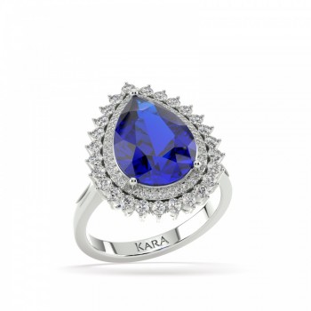 Ring with 4.25ct center Tanzanite and 0.61ct Diamonds