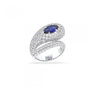 Snake ring with 0.82ct central Tanzanite Marquise Cut and 2.68ct diamonds 