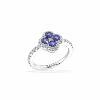 Ring with 0.54ct tanzanite and 0.54ct diamonds