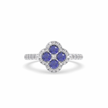 Ring with 0.54ct tanzanite and 0.54ct diamonds