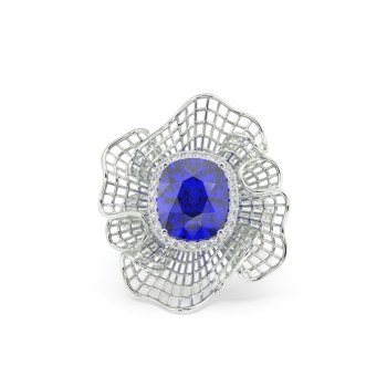 6.20ct Center Tanzanite and 0.21ct Side Diamonds Tanzanite Ring