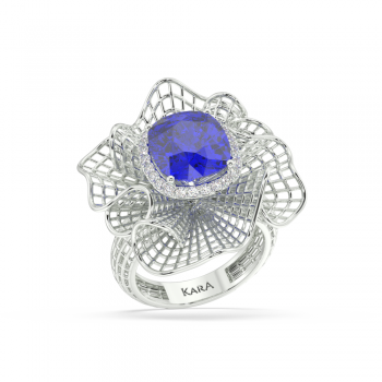 6.20ct Center Tanzanite and 0.21ct Side Diamonds Tanzanite Ring
