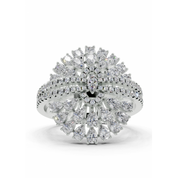 Ring with a 0.04ct Marquise Cut center diamond, 1.45ct Pear Cut diamonds and 0.32ct round diamonds