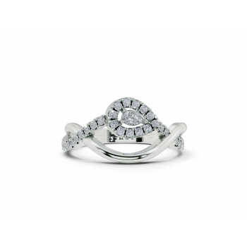 Ring with a 0.05ct Pear Cut center diamond and 0.19ct round diamonds