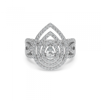 Ring with a 0.25ct Central Pear Cut Diamond and 1.21ct Lateral Round Diamonds