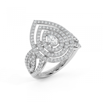 Ring with a 0.25ct Central Pear Cut Diamond and 1.21ct Lateral Round Diamonds