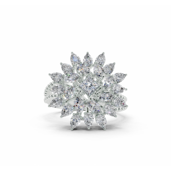 Ring with a central 0.20ct Princess Cut diamond, 0.83ct Pear Cut diamonds and 0.30ct Marquise Cut diamonds
